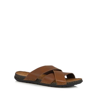 Brown leather cross-over sandals